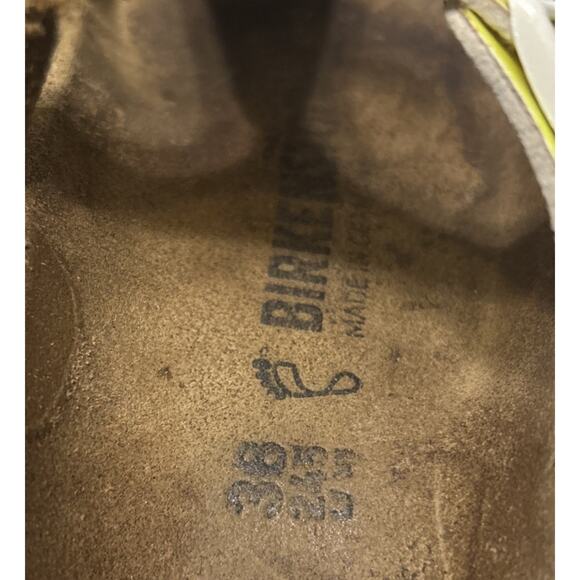 Birkenstock Gizeh Sandals Shoes Women’s Size 38 Size 8 Neon Leather Thong Slides - Picture 4 of 8